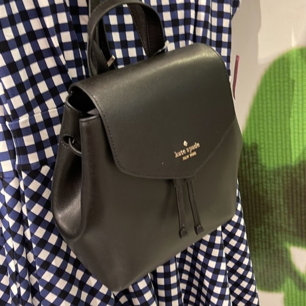 Kate Spade Lizzie Medium Flap Backpack Black - Picture 4 of 16